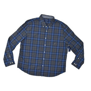 NEW Nautica Men's Plaid Button Down Shirt Classic Fit Big & Tall Size XXL Gray